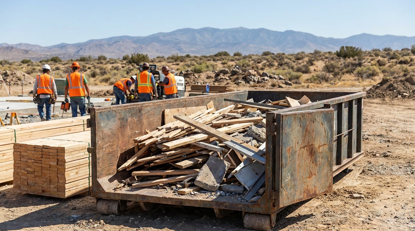 Construction dumpster on a Hanford job site