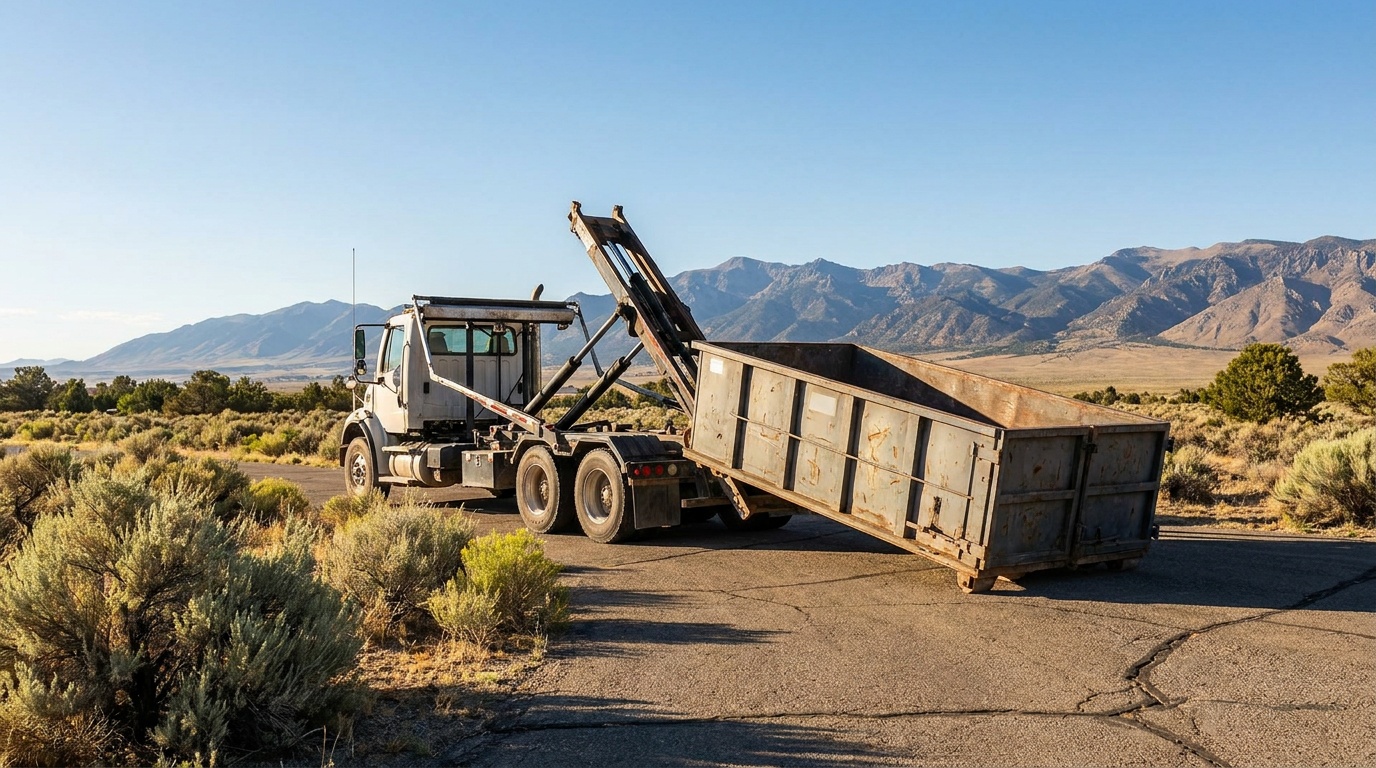 Dumpster delivery truck in Hanford